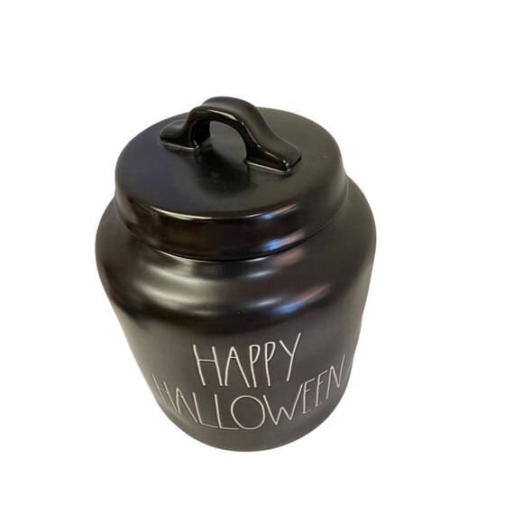 RAE Dunn Cannister Black Happy Halloween Kitchen Cookie 8"H x 8.5"W - Picture 2 of 14